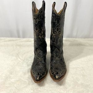 Corral Vintage Black Leather Boots 8.5M